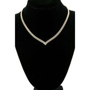 Vtg "M" Italy 925 Sterling Silver V-Neck Ball Beads Beaded Chain Necklace 16"